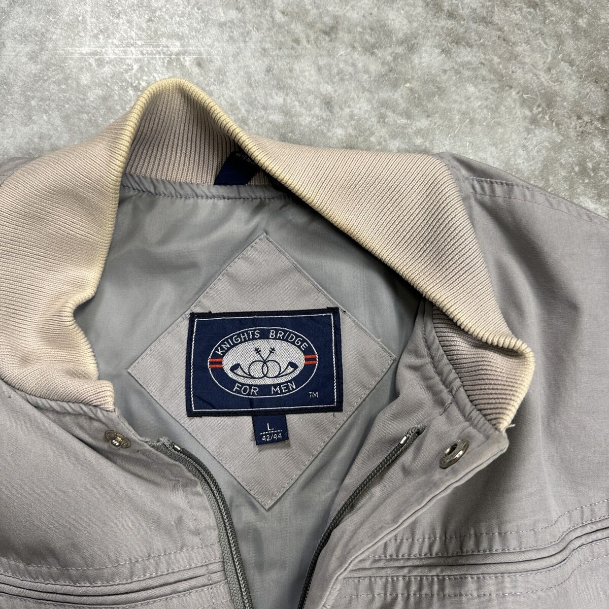 Vintage 80s Knightsbridge gray bomber jacket full zip mens Vintage 80s Knightsbridge gray bomber jacket full zip mens
