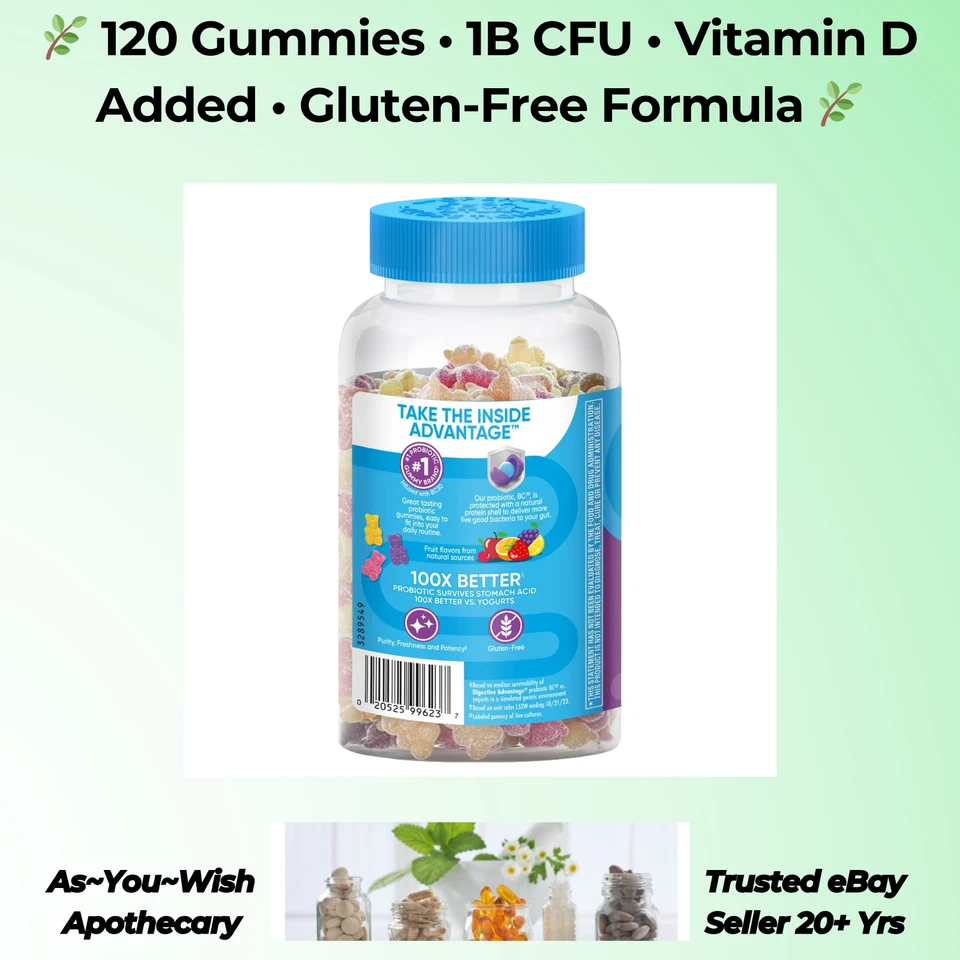 Gomitas probióticas Schiff Digestive Advantage 120ct 1B UFC vitamina D inmunológica Foto 3 de 4