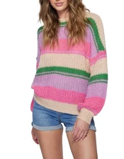 O’NEILL Lake View Oversize Sweater Sz L Multicolor Stripe Knit Wool Mohair Blend