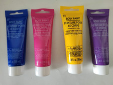 BODY PAINT SET OF 4 LARGE TUBES Non Toxic 3.38 oz MAGENTA BLUE YELLOW PURPLE 