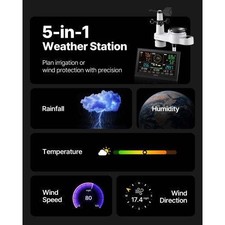 5in1 WiFi Weather Station 7.5Inch VA Display Wireless Solar Powered