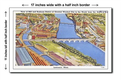 Massachusetts 1940s - View of Mill and Business District of gre - 11x17 Poster