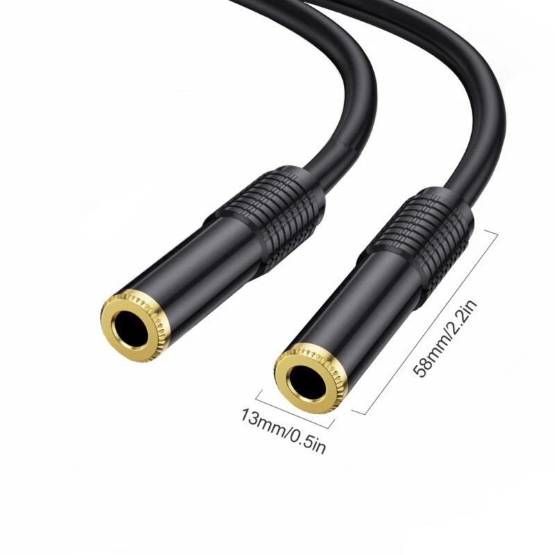 6.35mm 1/4" TRS/TS Coupler Audio Cable Gold Plated | Female to Female | 3m - Image 3 of 4