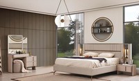 Moderne Schlafzimmer MöBel Beiges Doppelbett 2X Nachttische Schminktisch