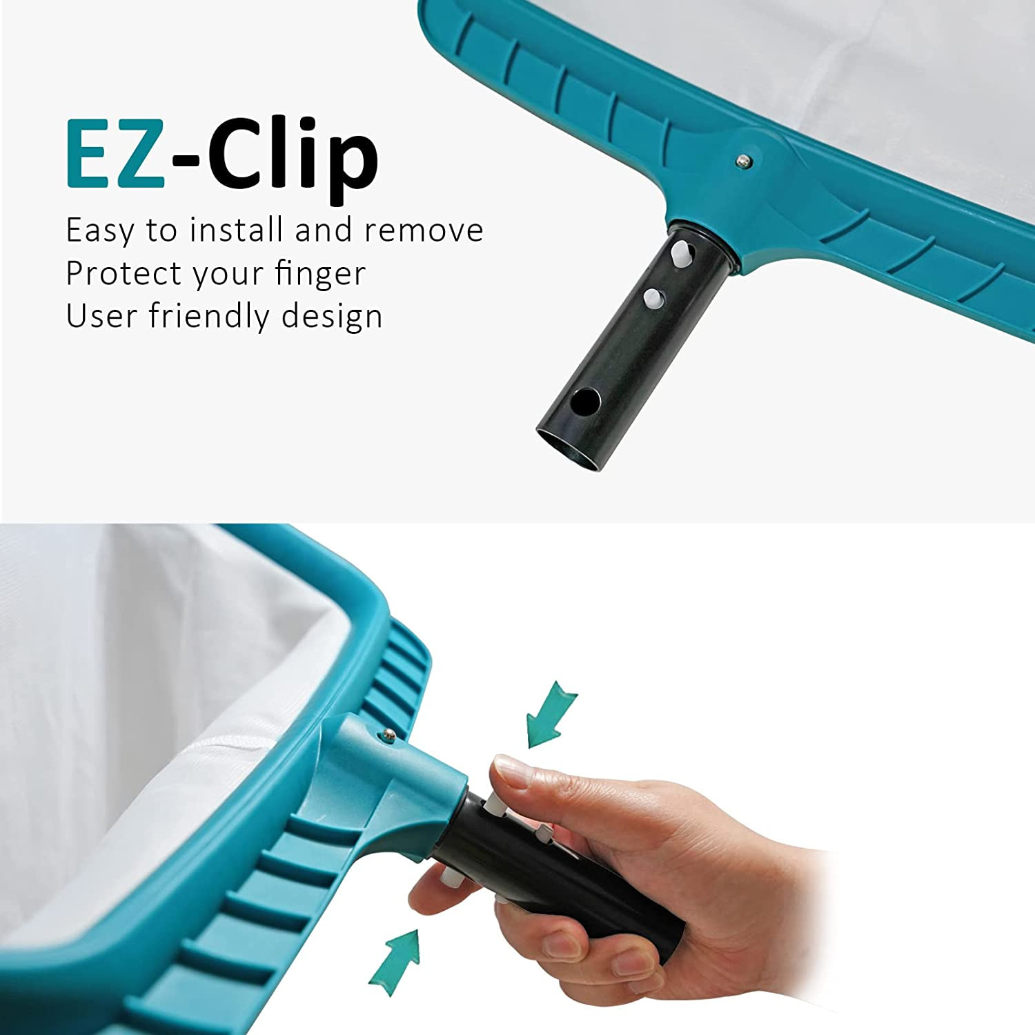 Professional Pool Skimmer Net, Heavy Duty Swimming Leaf Rake Cleaning Tool with 