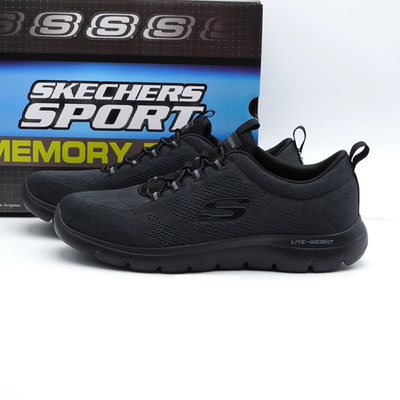 バニぃラ Men's Skechers Summits Louvin Slip-On Casual Shoes - Black 232186