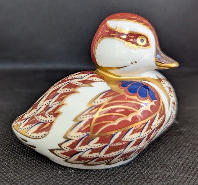 Royal Crown Derby Schwimmen Entlein Briefbeschwerer mit goldenem Stopper