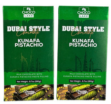 2 Dubai Style Premium Milk Chocolate 6.7oz Bars Kunafa Pistachio LUXURY Sweets