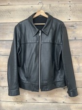 Men’s Black Quality Thick Leather Jacket Biker Harrington Motorcycle Bomber Boxy