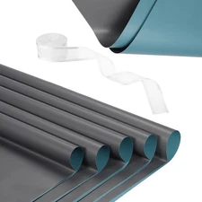 20 Sheets Flower Wrapping Paper with Ribbon 22.8" x 22.8" Gray Blue/Dark Gray