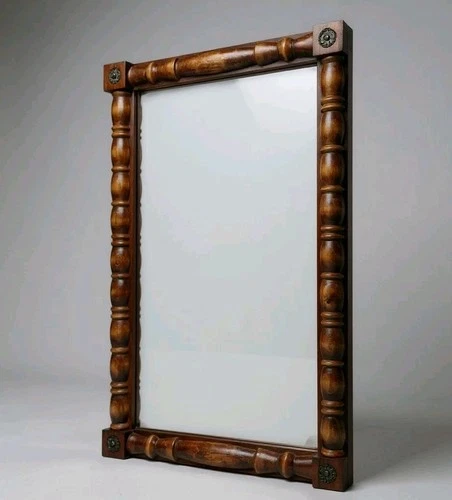 1970s Federal Split Column Mirror Cornwall Wood 28x15" Large Rectangle Hitchcock