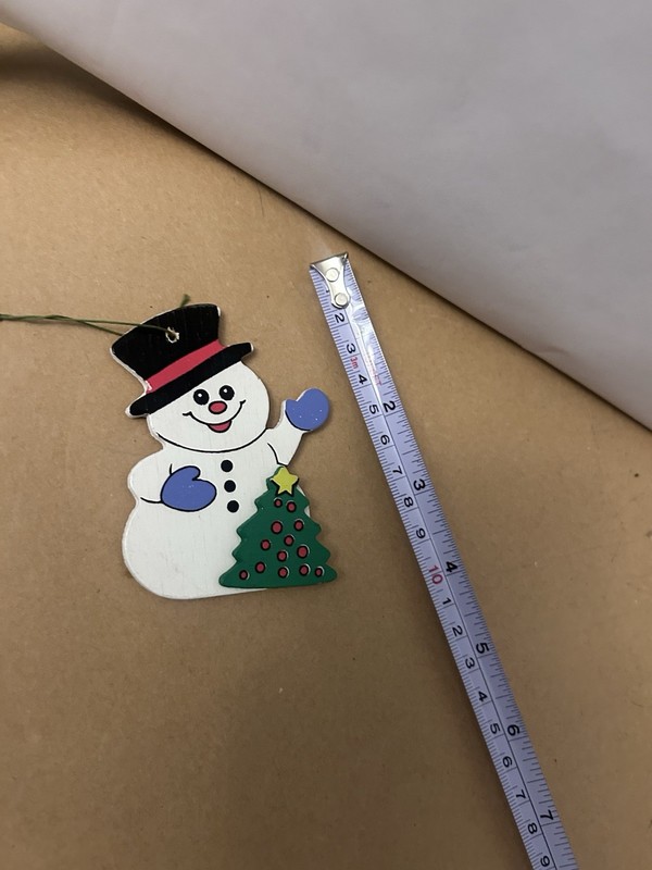 VTG Christmas Ornament Wooden Snowman blue loves christmas tree