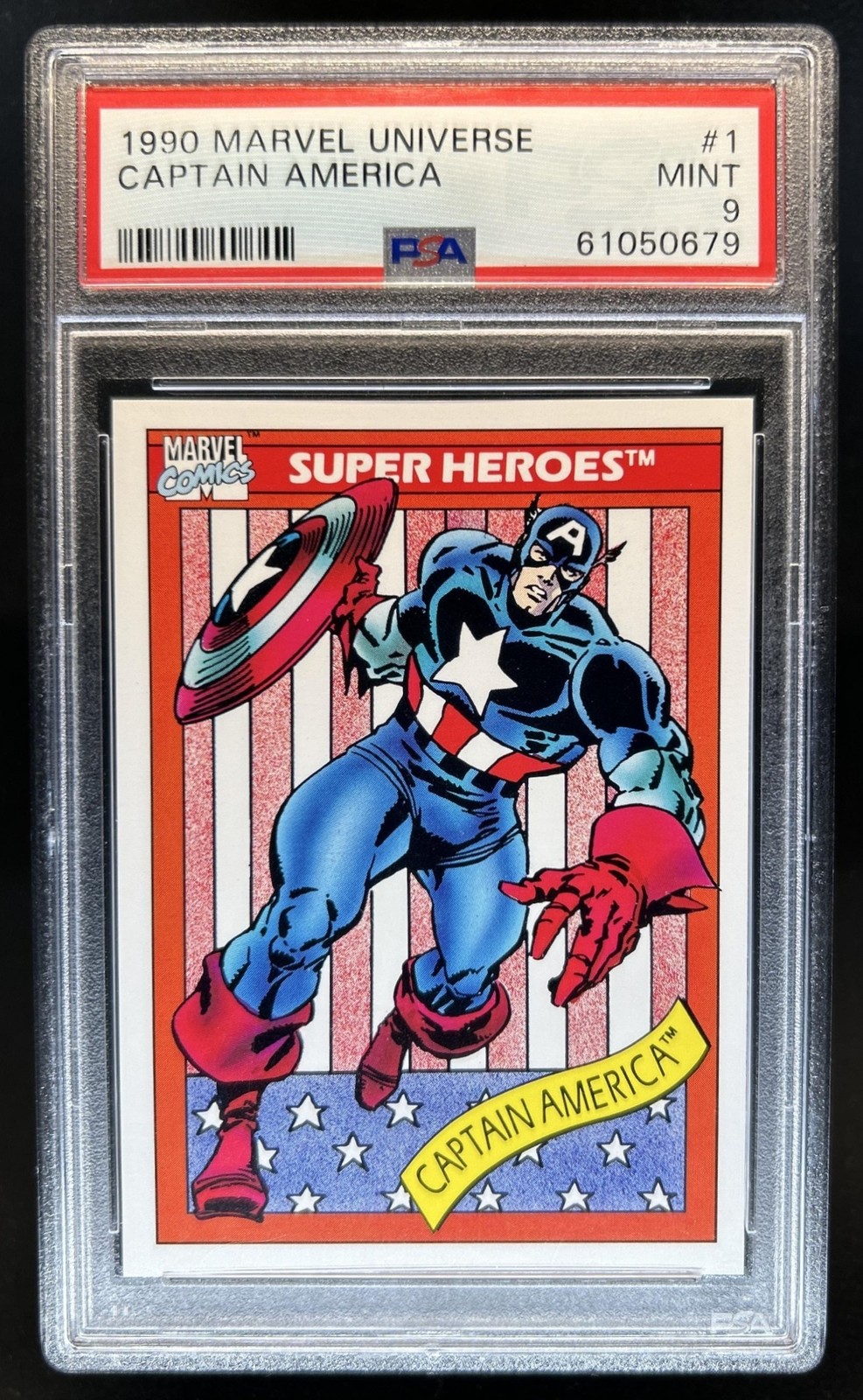 1990 Impel Marvel Universe Captain America #1 PSA 9 view 1
