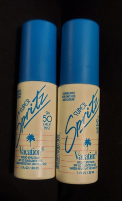 Lot of 2 Vacation Super Spritz SPF 50 Face Mist - 2 x 1oz Travel Size - Ex: 7/26