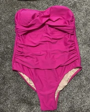NWOT Kona Sol Size 16 Womens Pink Lined Wireless Strapless One-Piece Swim Suit