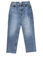 Boyish Women's High Rise Straight Jeans Size 26 Light Blue Button Fly