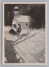 Grünwald Geiselgasteig 1931 - Kapelle Winter Pferdeschlitten - Altes Foto 1930er