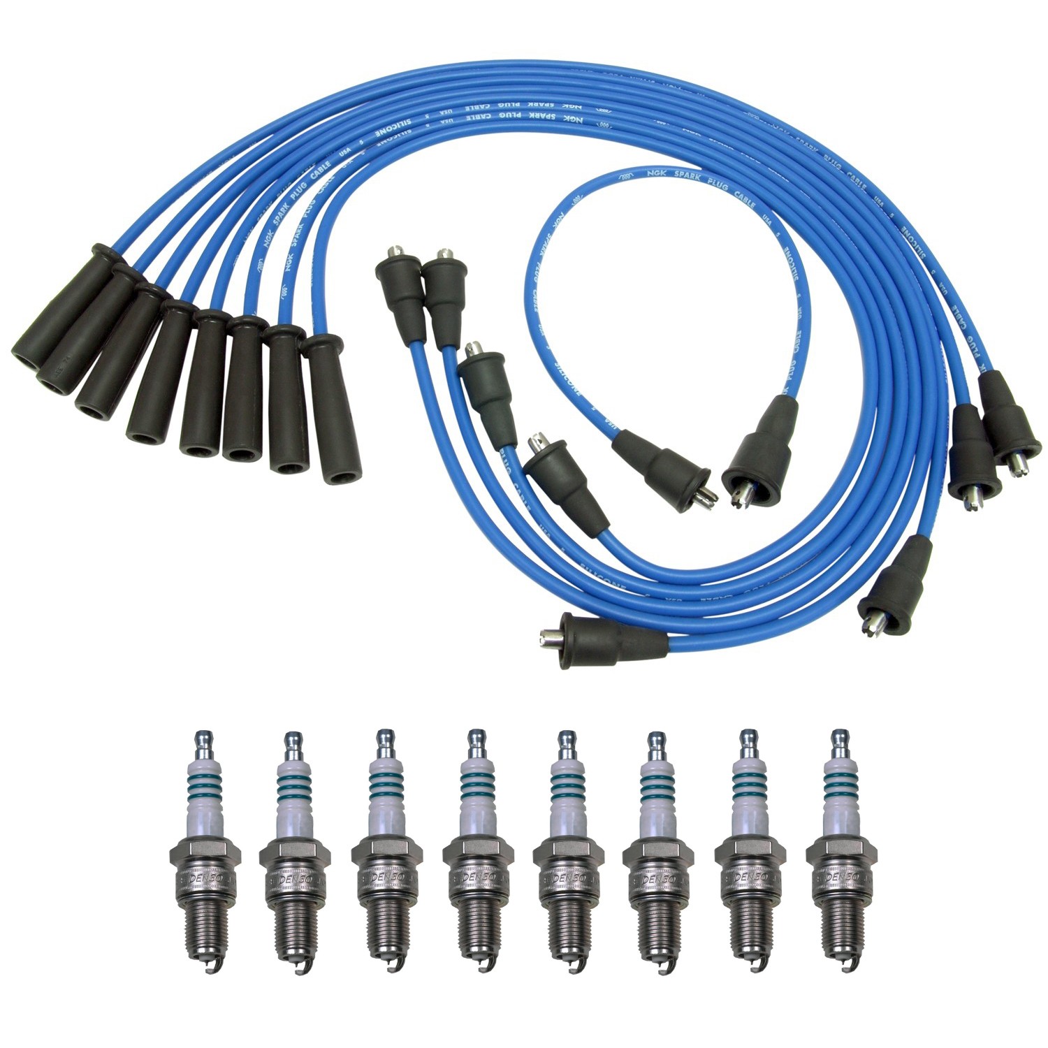 NGK Wire Set  Denso 8 Iridium Power Spark Plugs Kit for J10 Grand Wagoneer V8
