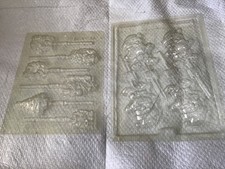 2 Vintage Plastic Chocolate Candy Lollipop Molds - Santa & Christmas Themed