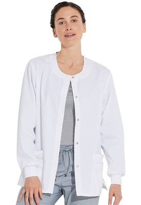Scrubs Dickies Snap Front Warm-Up Jacket 86306 WHWZ White Free Shipping
