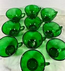 Anchor Hocking Forest Green Glass Punch Cup 3 1/4” Diameter Set of 10 Vtg