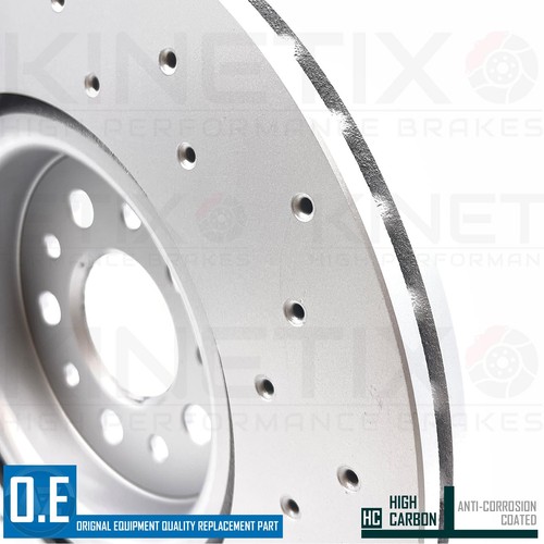 FOR MASERATI GHIBLI 3.0 S 3.0 D M157 CROSS DRILLED FRONT BRAKE DISCS PAIR 345mm - Picture 6 of 9