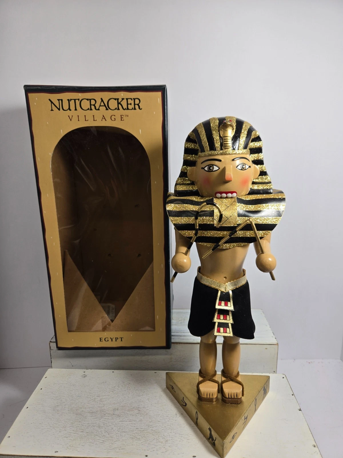 Vintage 2004 Nutcracker Village “Egyptian Pharaoh” wooden nutcracker