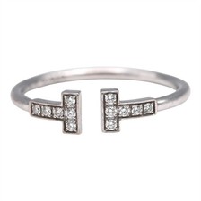 VINTAGE DESIGNER TIFFANY & CO ~.18CTTW DIAMOND RING 18K WHITE GOLD SIZE 10.5