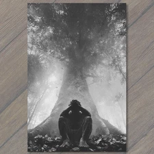 Art Print Forest Creature Under Towering Tree Monster Moody Gothic Dark