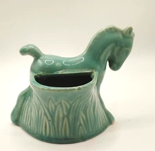 Vintage Pottery Green Horse Planter