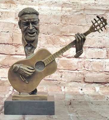 Bronze Gitarre Player Skulptur Statue Figur Musik Geschenk Orchestra Große Figur