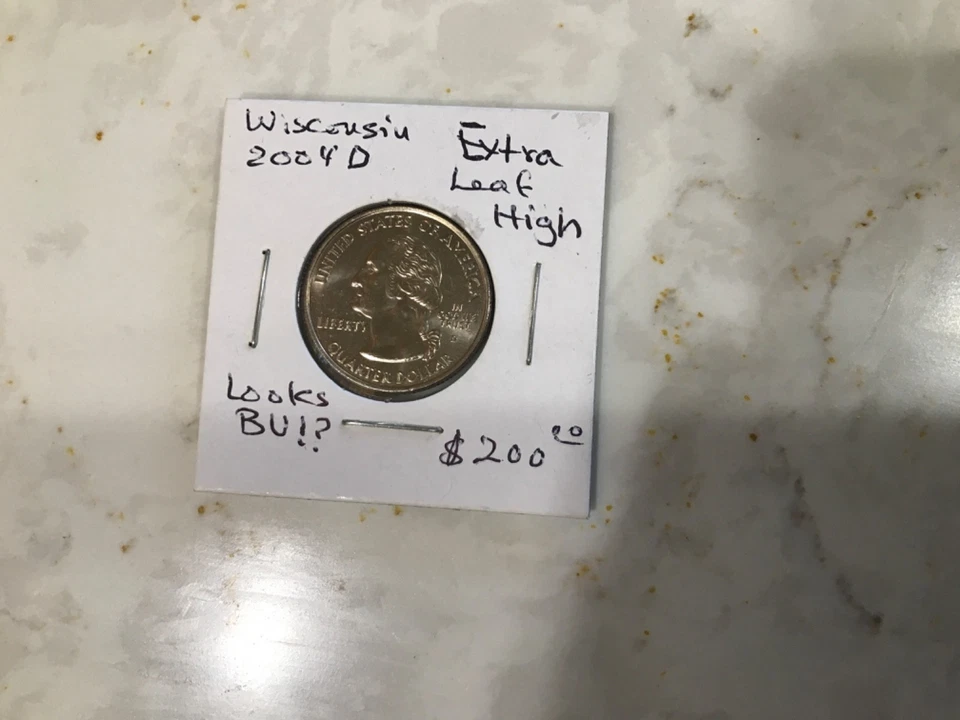 2004D WISCONSIN QUARTER,RARE ERROR EXTRA LEAF HIGH,LOOKS BU! - Image 4 of 4