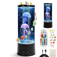 Jellyfish Lamp Sensory Light with Remote - 12" Color Changing Bubble Tube wit...