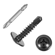 250Pcs 8x3/4" Self-Tapping Screws, 410 Stainless Steel Self Drilling, Black