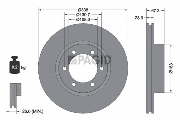 2X Bremsscheibe Pagid 54373NC FüR Toyota Land Cruiser Prado KZJ120 KDJ120_ VVT-image