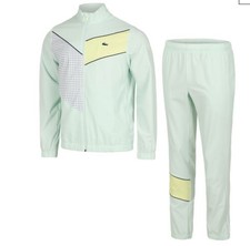 BRAND NEW WH1796-Lacoste Tracksuit Regular Fit-L-Stretch Fabric Green / White