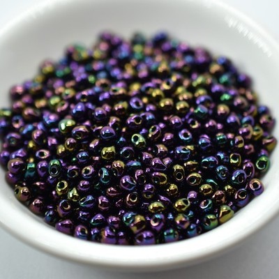 3.4mm Drop Beads Miyuki - Metallic Purple Iris - 10 Grams No. 454
