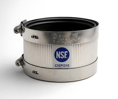 NSF No Hub Coupling 1.5'' 2'' 3'' 4'' Cast Iron DWV Pipe Connector | Stainless Steel