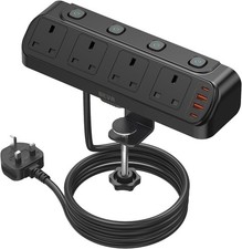 Desk Extension Lead 1.8M, BEVA 4 Way Switched Socket with PD20W... 