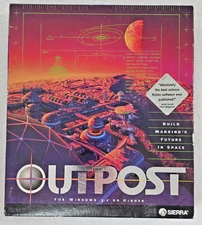 Outpost (PC, 1994) Sierra Big Box 7-Disk Floppy CIB Colony Builder VG