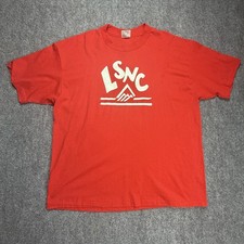 Vintage Hanes LSNC Graphic T Shirt Red USA Made 50/50 Single Stitch XXL