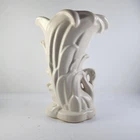 Vintage Mid Century McCoy Pottery White Swan Cornucopia Ivory Planter Vase 9.25"