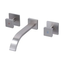 Solid Brass Double Handle Wall Mounted Waterfall Bathroom Faucet