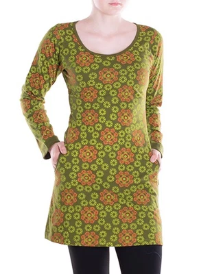 Vishes Damen Langarmshirtkleid 70er Jahre Blumenmuster Jerseykleid mit Taschen - Bild 1 von 2