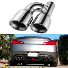 Offset Dual Wall Exhaust Tip Slant Cut 2.5 In Quad 4 Out For Infiniti G37 G35