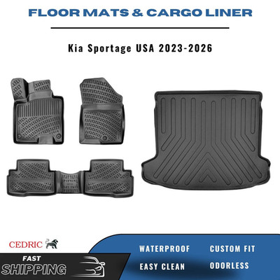 Car Floor Mats & Trunk Cargo Liner for Kia Sportage USA 2023-2026 3D FULL Set