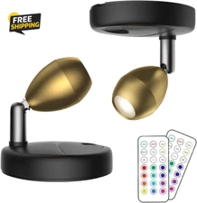 2Pack Battery Operated Spotlight,Led Wall Picture Light with Remote,Wireles