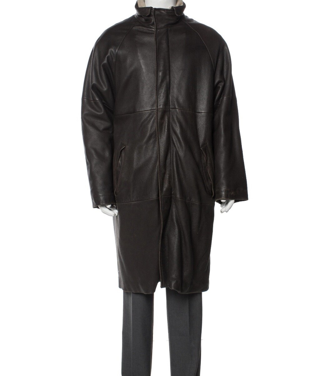 Pre-Owned Loro Piana Mens Leather Coat Deer Leather Pure Cashmere