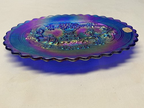 Vintage Imperial Carnival Glass Oval Windmill Plate Dresser Tray -Original Label - Picture 7 of 22