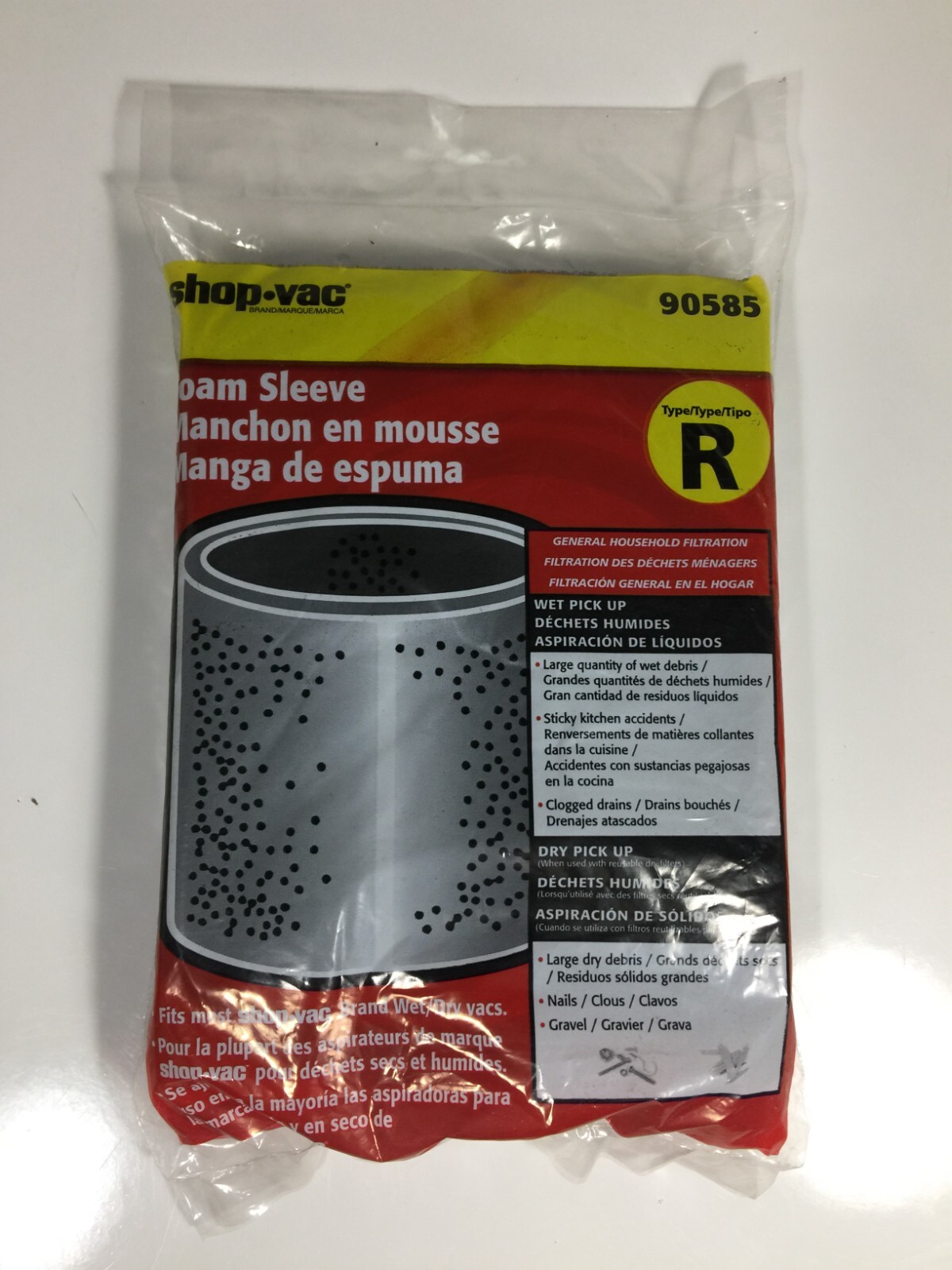 Shop Vac Foam Sleeve 90585 Type R for Wet Dry Vacuums New Sealed eBay